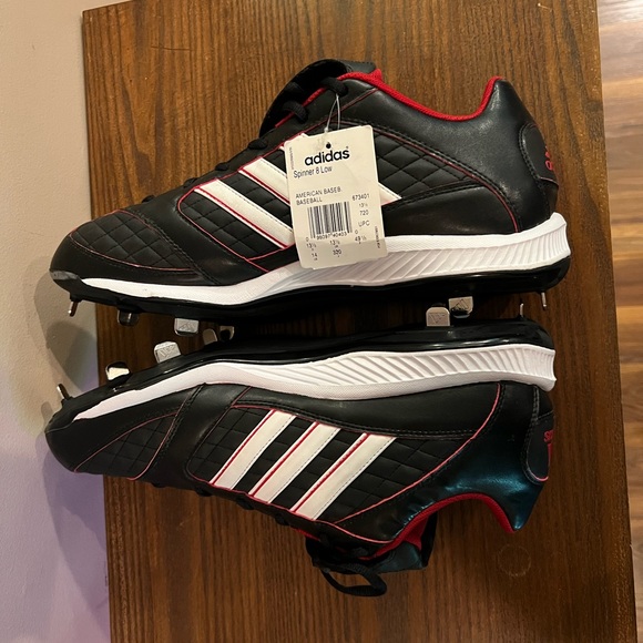 Mens adidas spinner 8 Red/Black Low Baseball Metal Cleats size 14  BRAND NEW - Picture 5 of 6